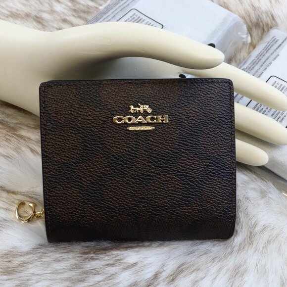 NWT Coach Snap Wallet In Signature Canvas CW789 IMXAQ - Picture 1 of 12